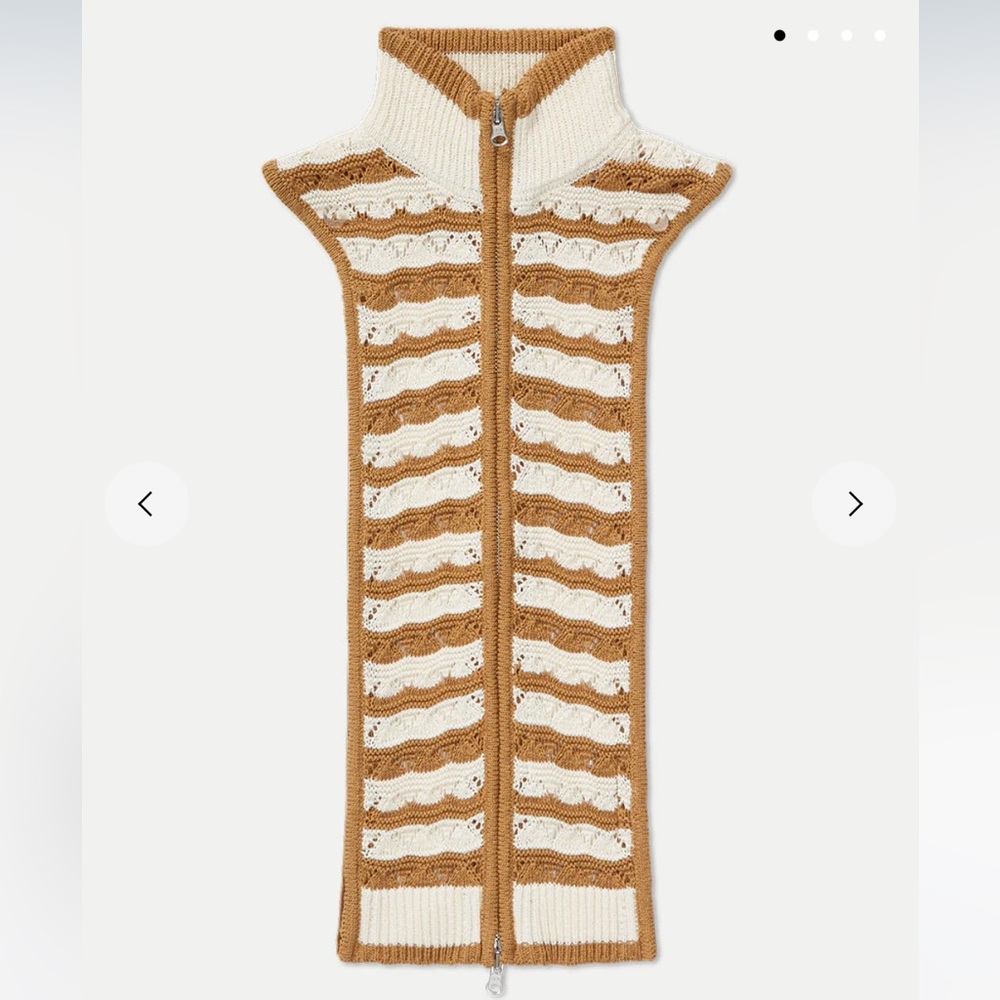 $258 NWT Veronica Beard Ariana knit Dickey Jacket insert zip tan white stripe